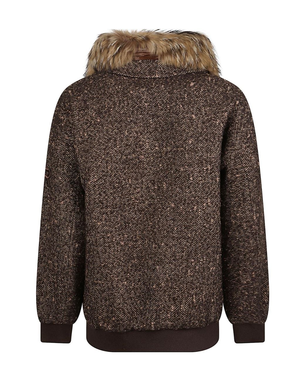 ERMANNO FIRENZE Brown Faux-Fur Neck Tweed Jacket
