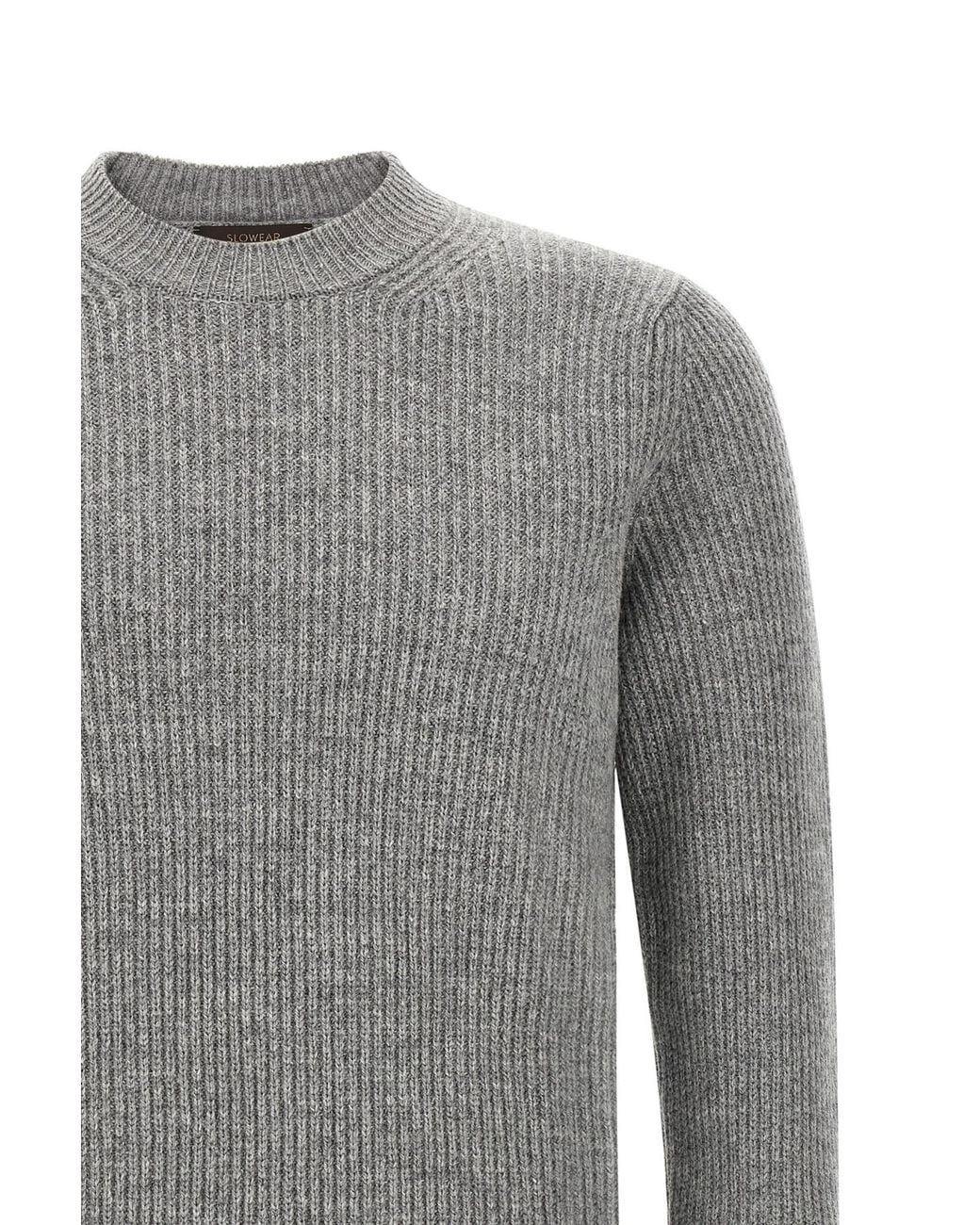 Zanone Gray Ribbed Crewneck Knitted Sweater for men