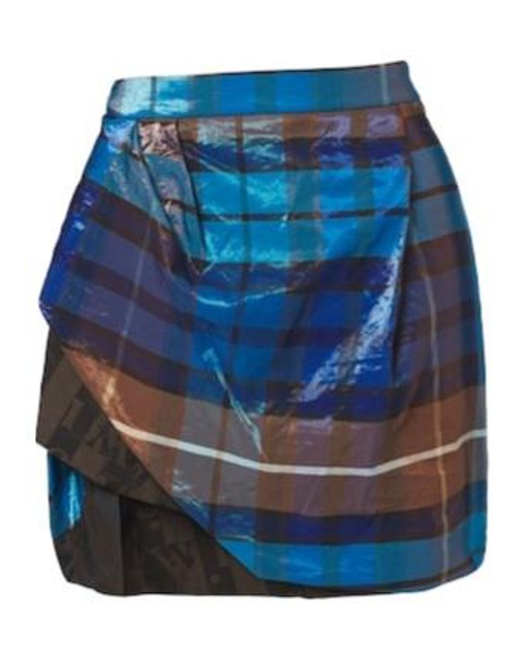 Vivienne Westwood Blue Draped Plaid Miniskirt
