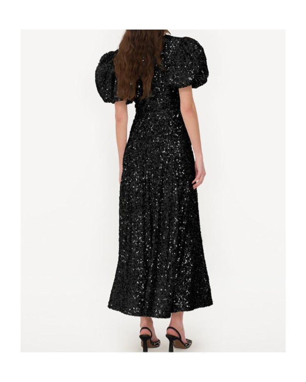ROTATE BIRGER CHRISTENSEN Black Sequin Embellished Midi Dress