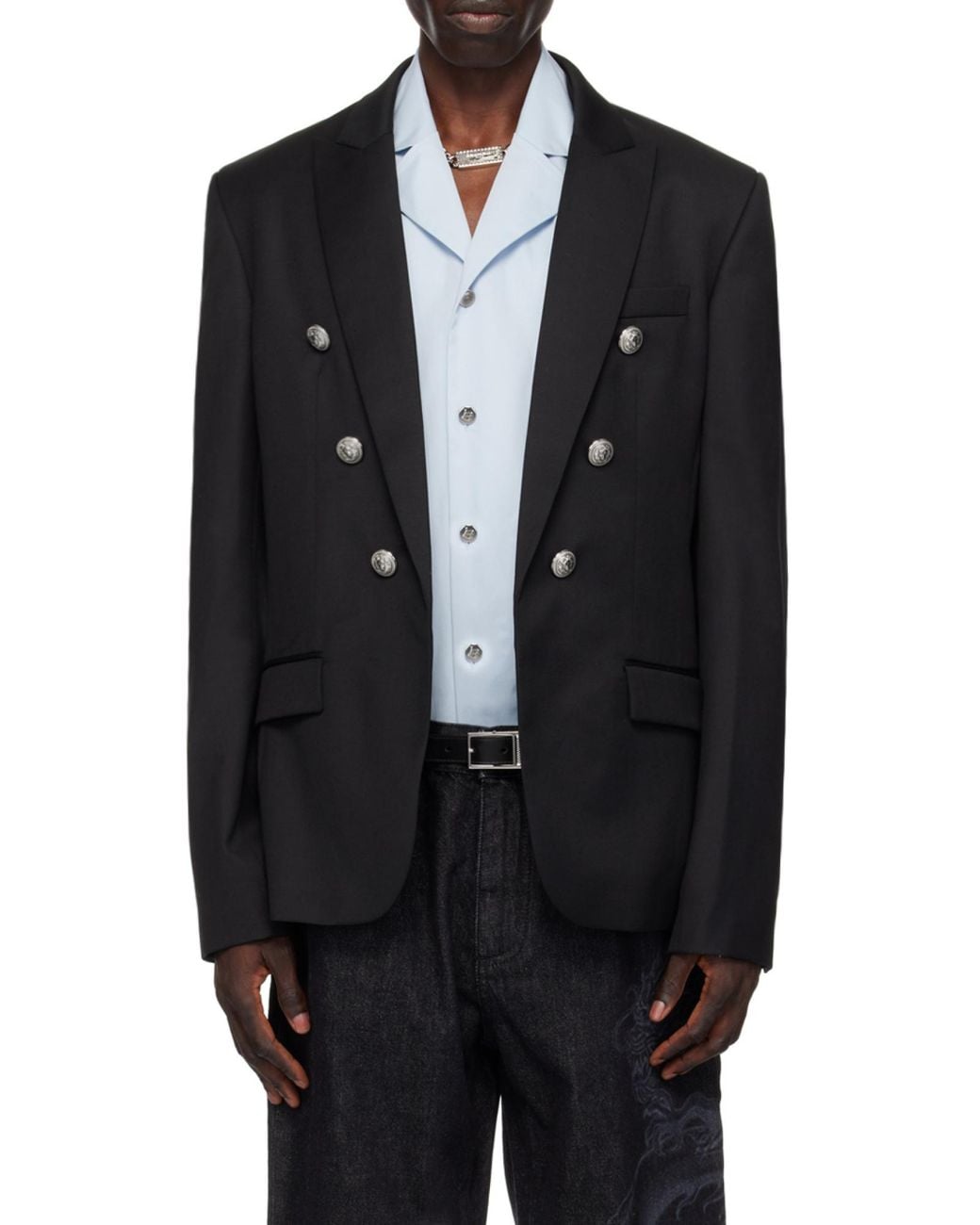 Balmain Blue Single Breasted Tailored Blazer for men