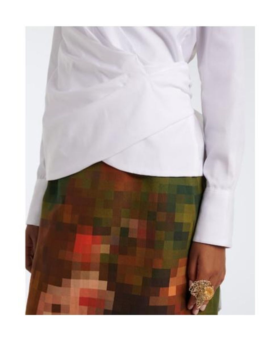 Dries Van Noten White Cotton Poplin Wrap Shirt
