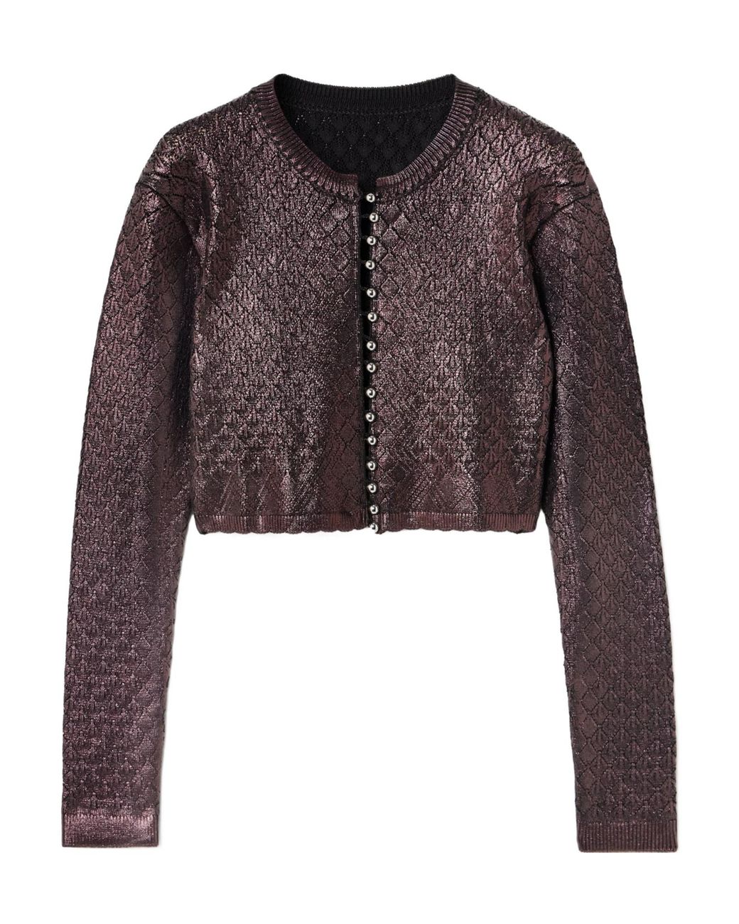 Rabanne Brown Jacquard Knit Cardigan