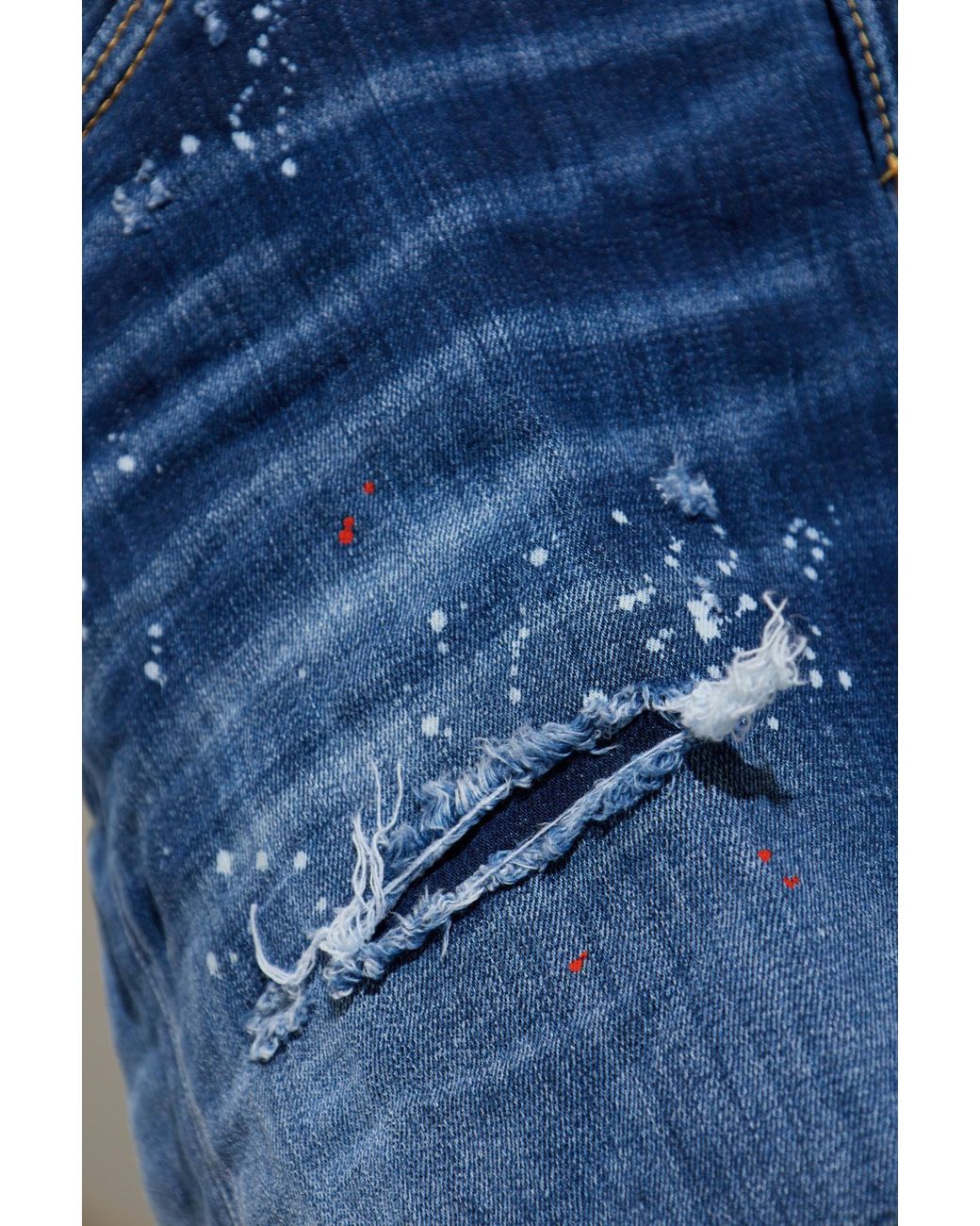DSquared² Blue Distressed Wide-Leg Jeans