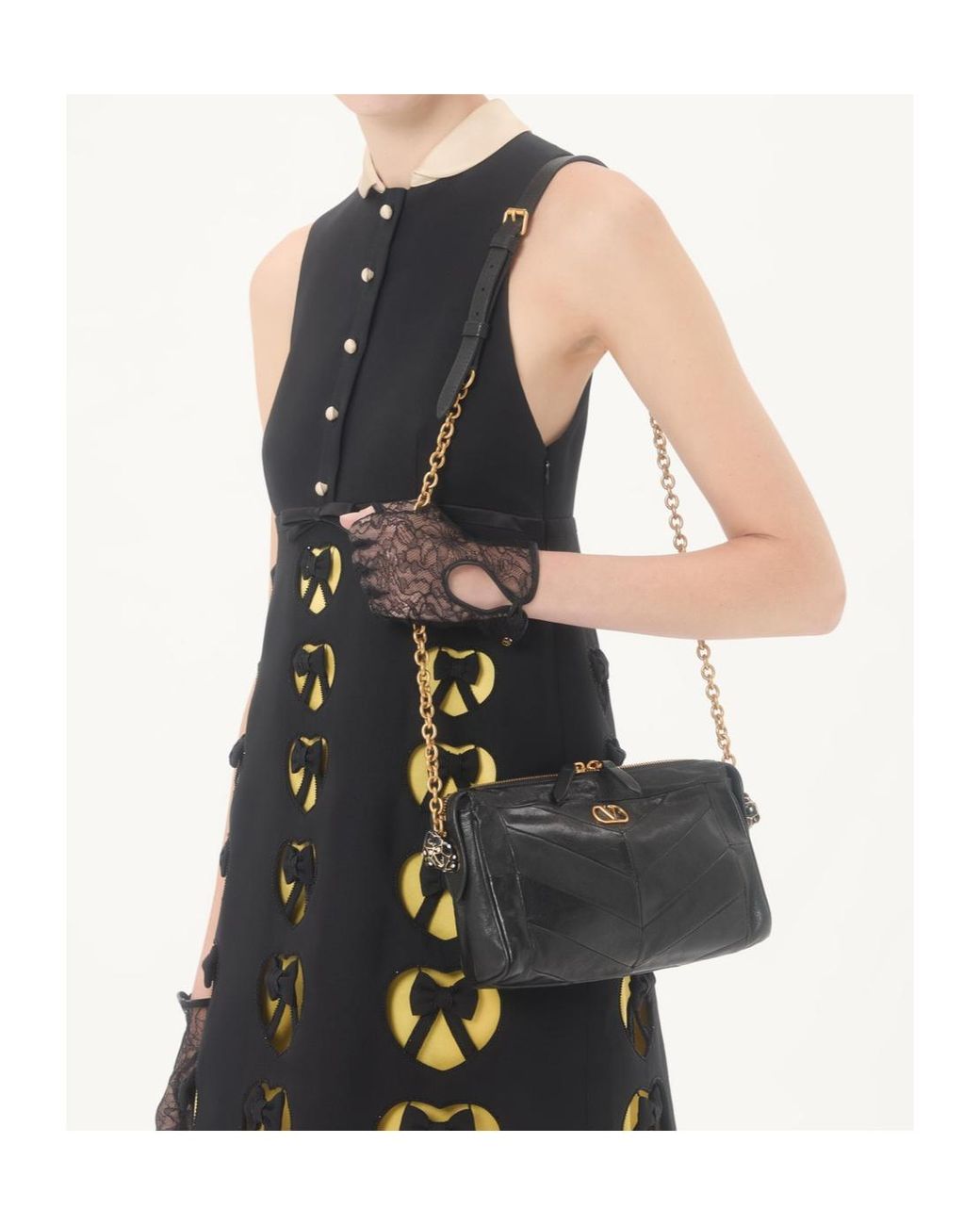 Valentino Black Collared Sleeveless Dress