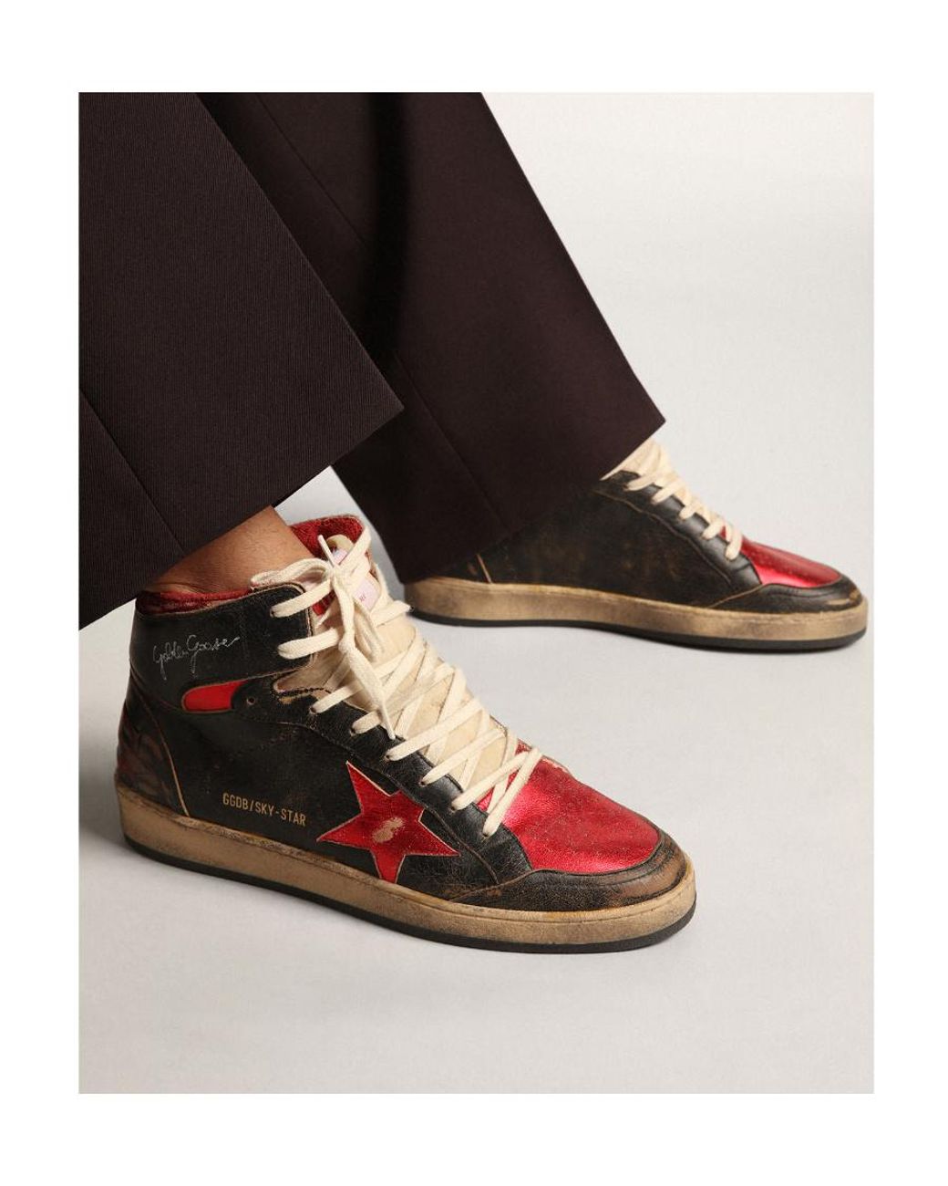Golden Goose Deluxe Brand Brown Sky-Star High-Top Sneakers