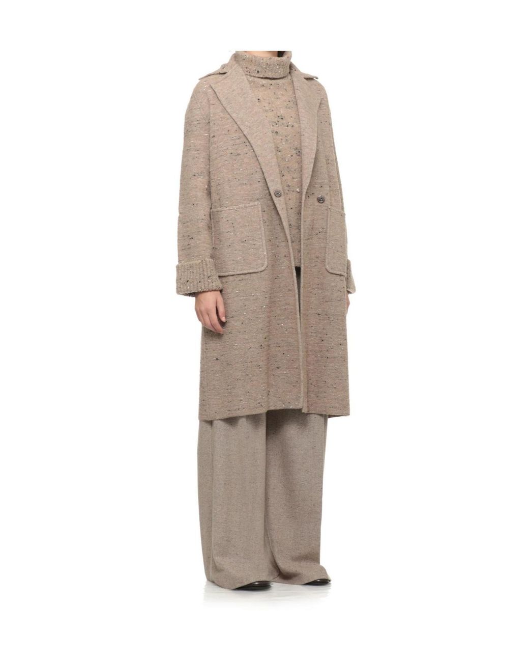 D.exterior Natural Sequined Long Coat