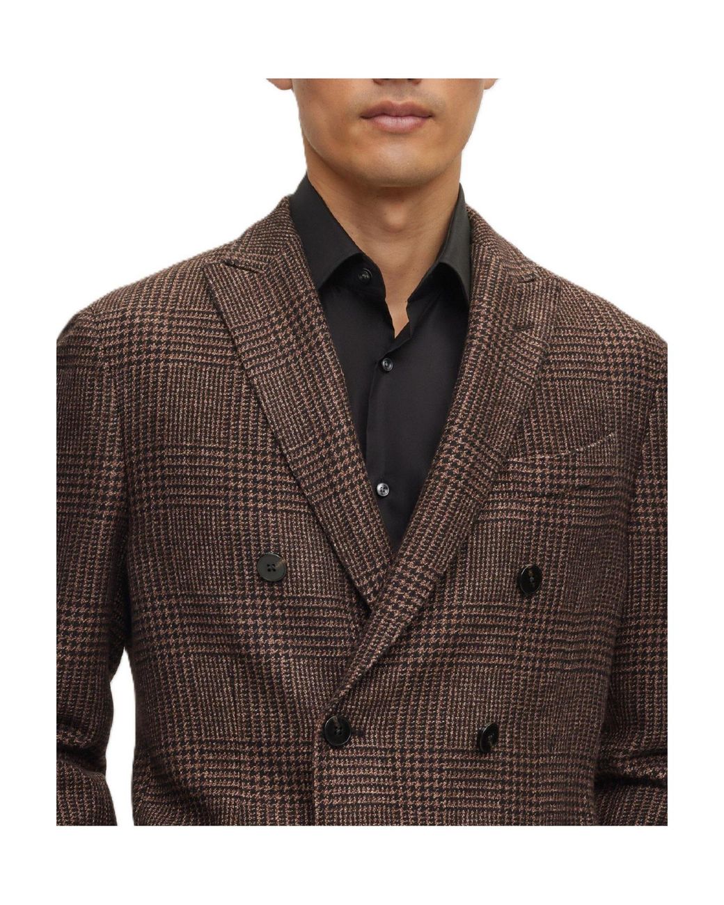Boss Brown Classic Check Blazer for men