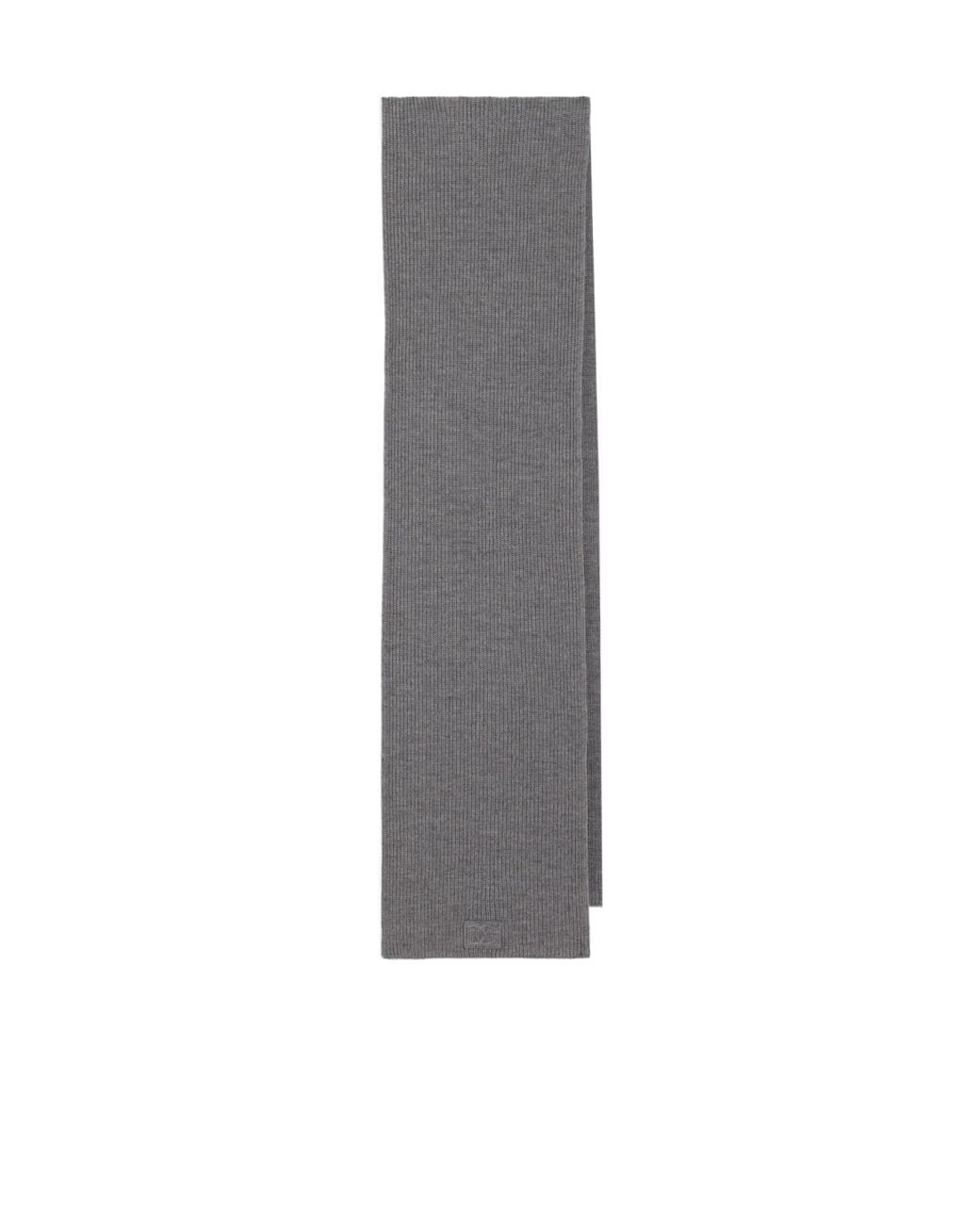 Dolce & Gabbana Gray Logo Patch Ribbed Scarf for men