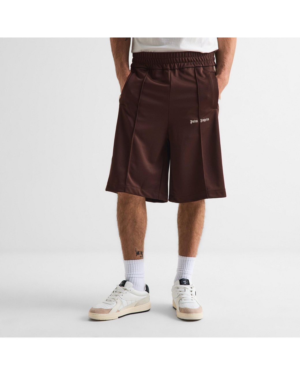 Palm Angels Brown Woven Tracksuit Shorts for men