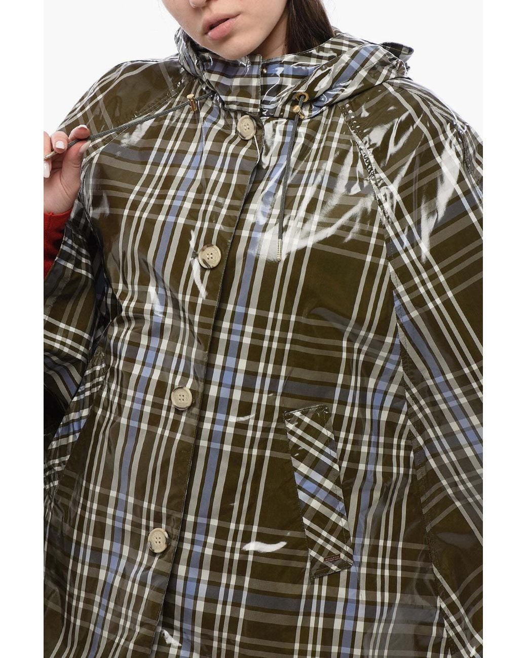 Woolrich Green Hawthorn Check-Pattern Cape