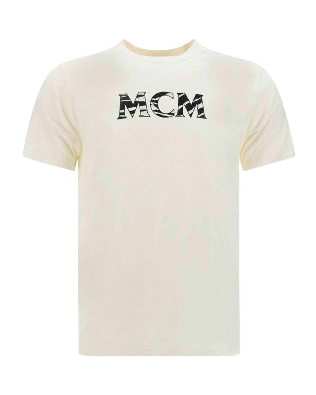 MCM White Logo Printed Crewneck T-Shirt