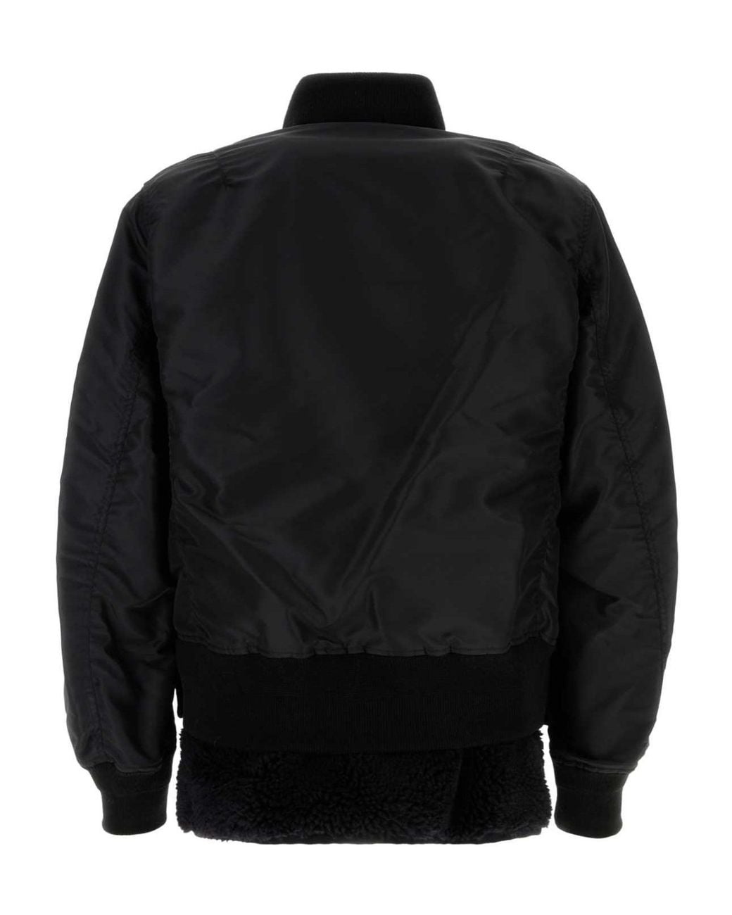 Sacai Black Buttoned Long-Sleeved Bomber Jacket for men
