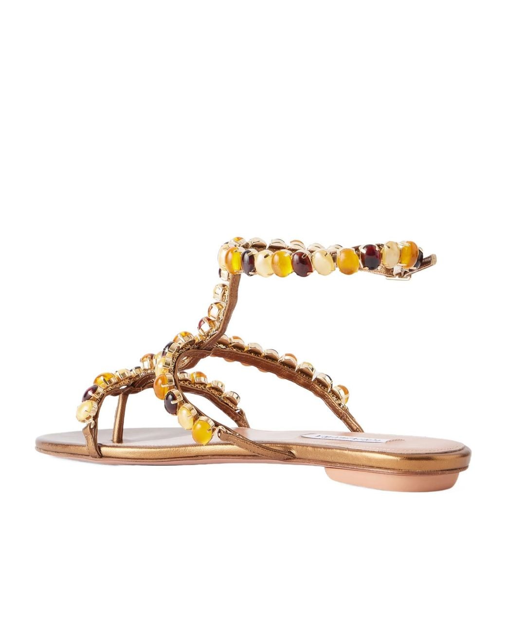 Aquazzura Brown Embellished Leather Sandals
