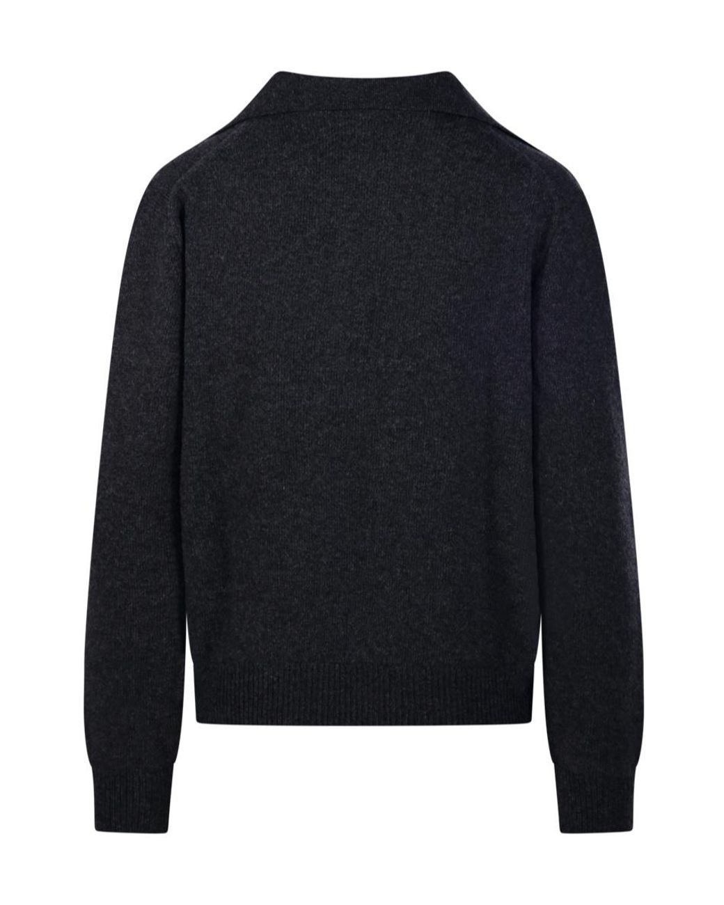 Victoria Beckham Blue Polo Collar Knitted Sweater