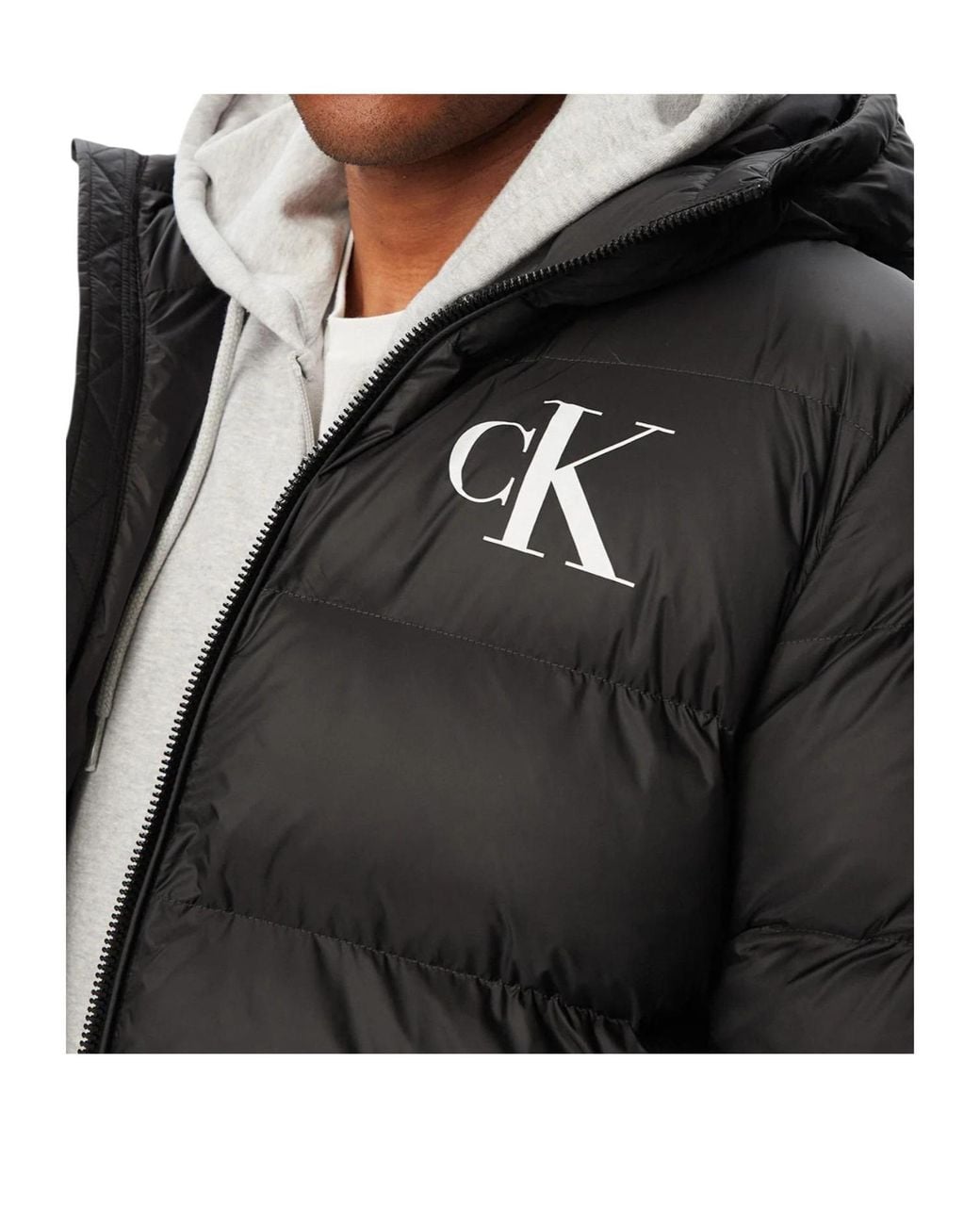 Calvin Klein Black Logo-Print Puffer Jacket for men