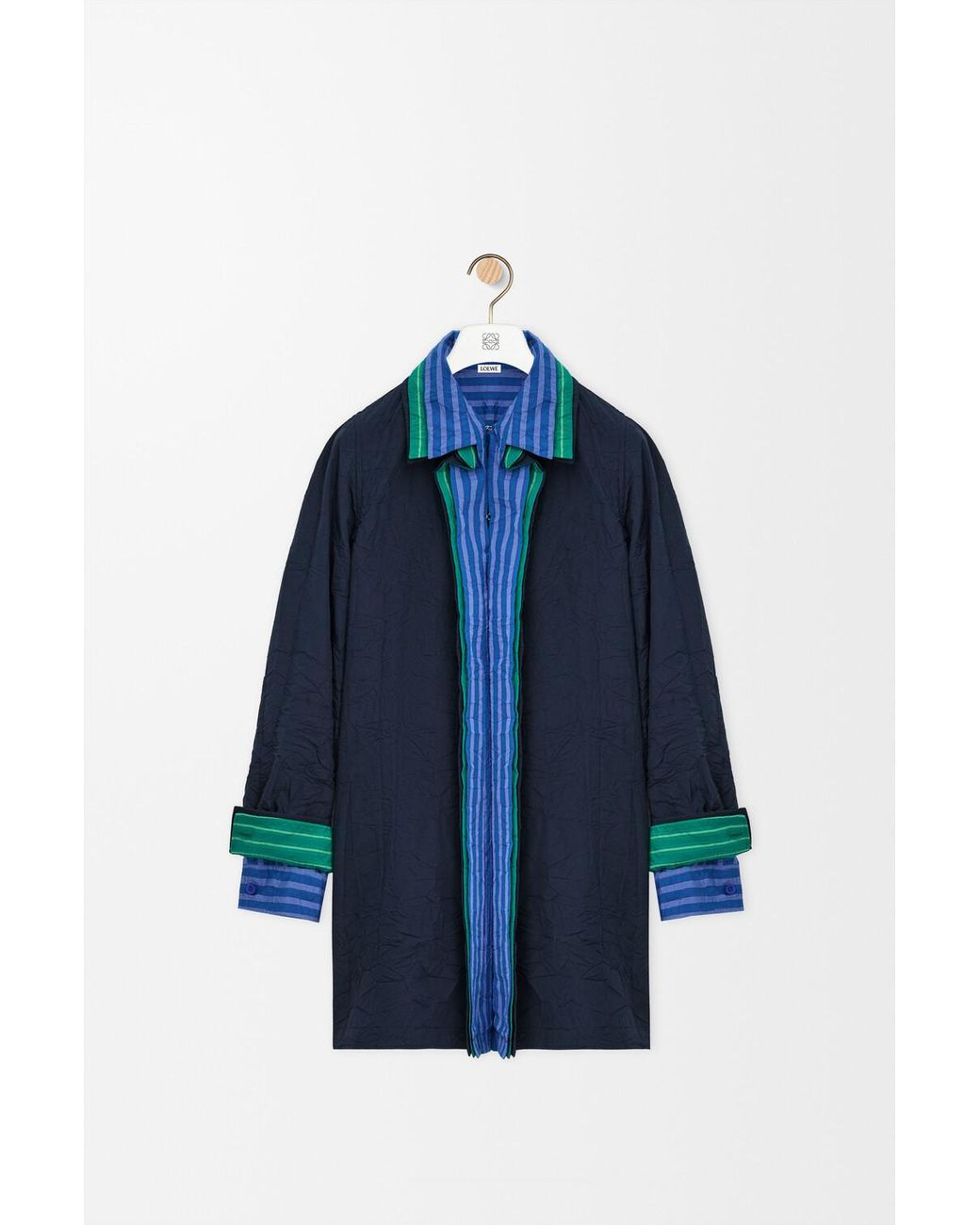 Loewe Blue Crinkled-Effect Ruffled Mini Dress