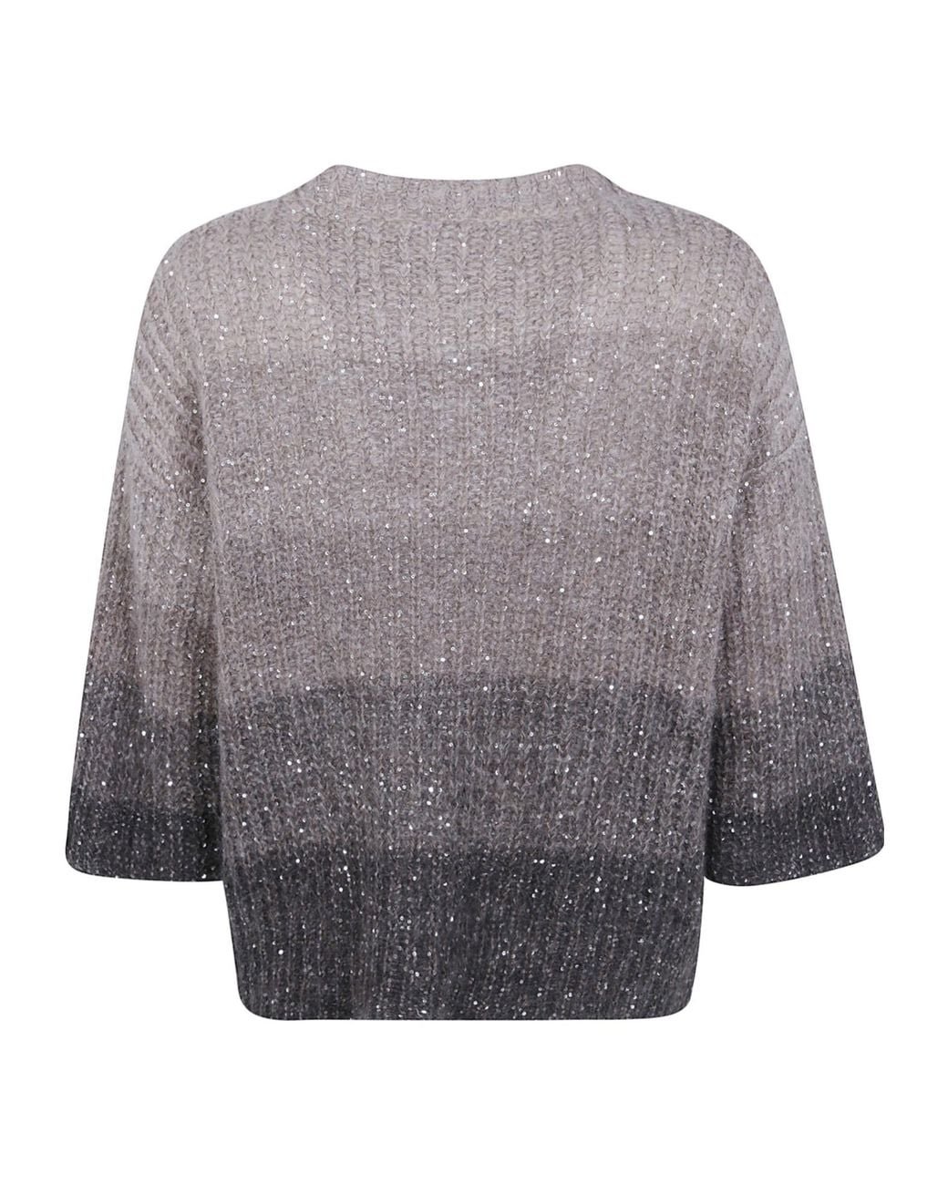 D.exterior Gray Striped Jumper