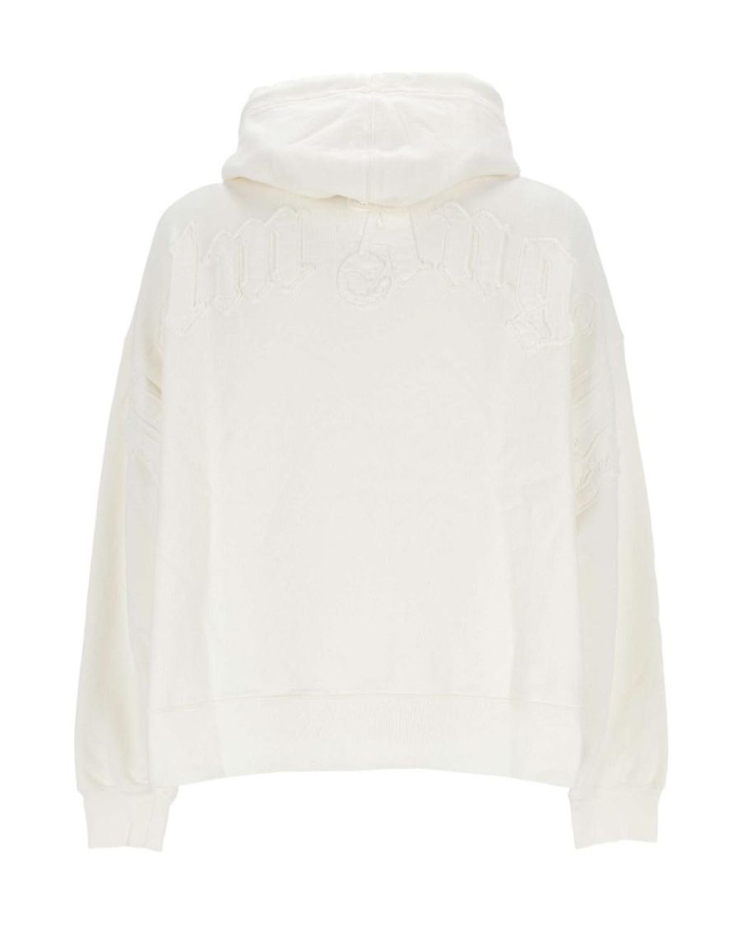 Palm Angels White Logo-Detailed Drawstring Hoodie for men