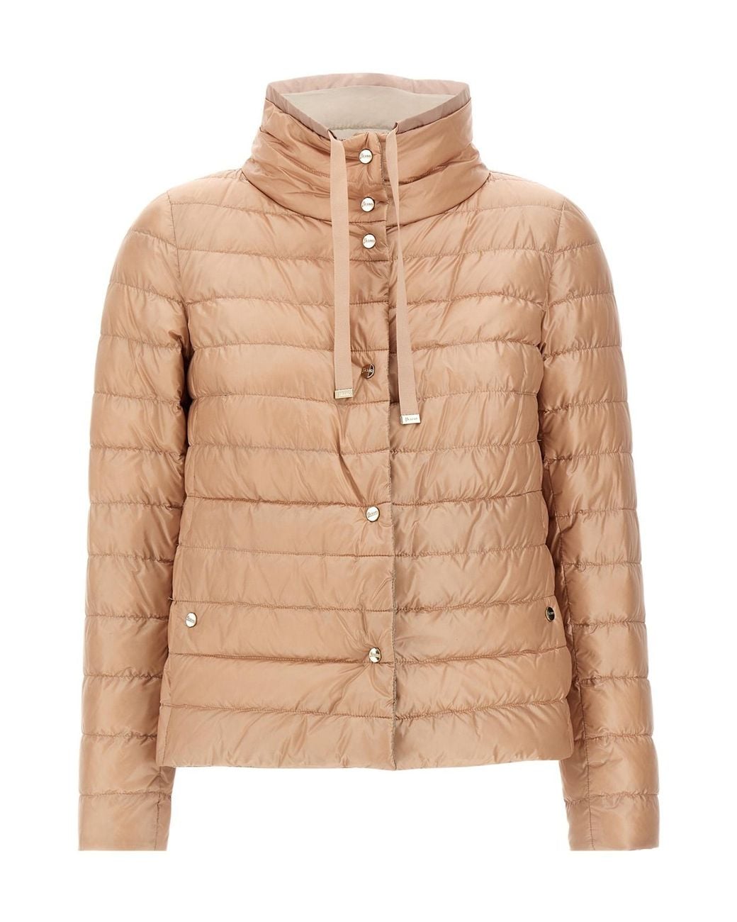Herno Natural Quilted High-Neck Reversible Coat