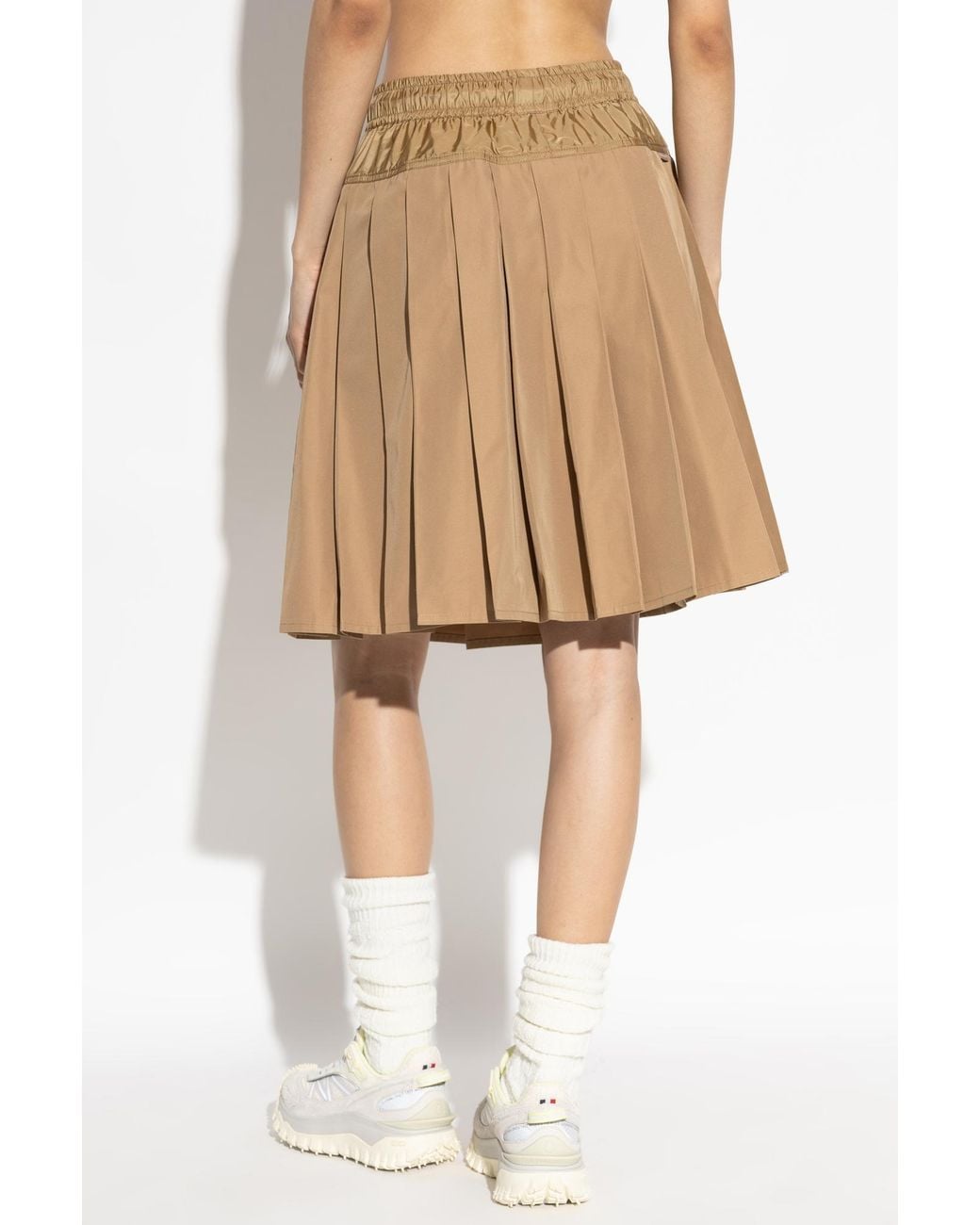 Moncler Natural Drawstring Pleated Skirt