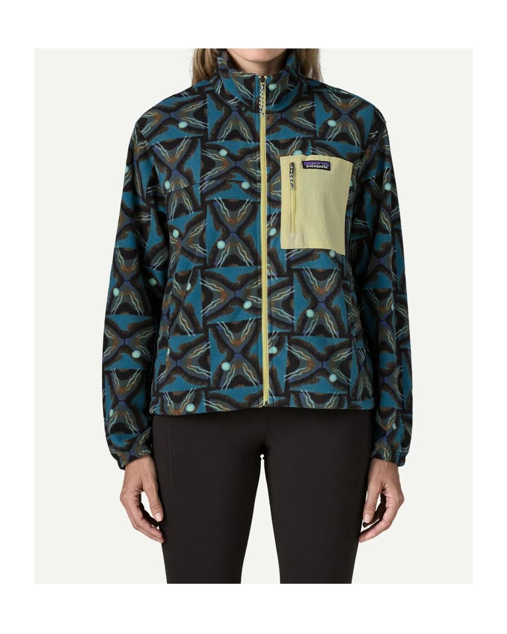 Patagonia Green Patterned Zip Performance Jacket
