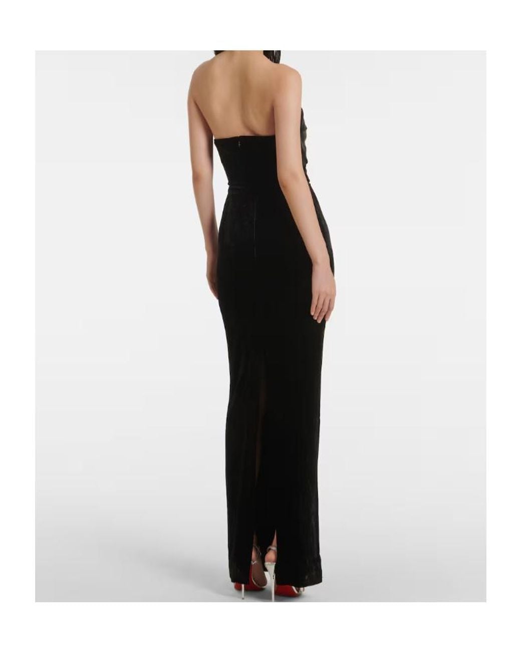 Roland Mouret Black Strapless Velvet Gown