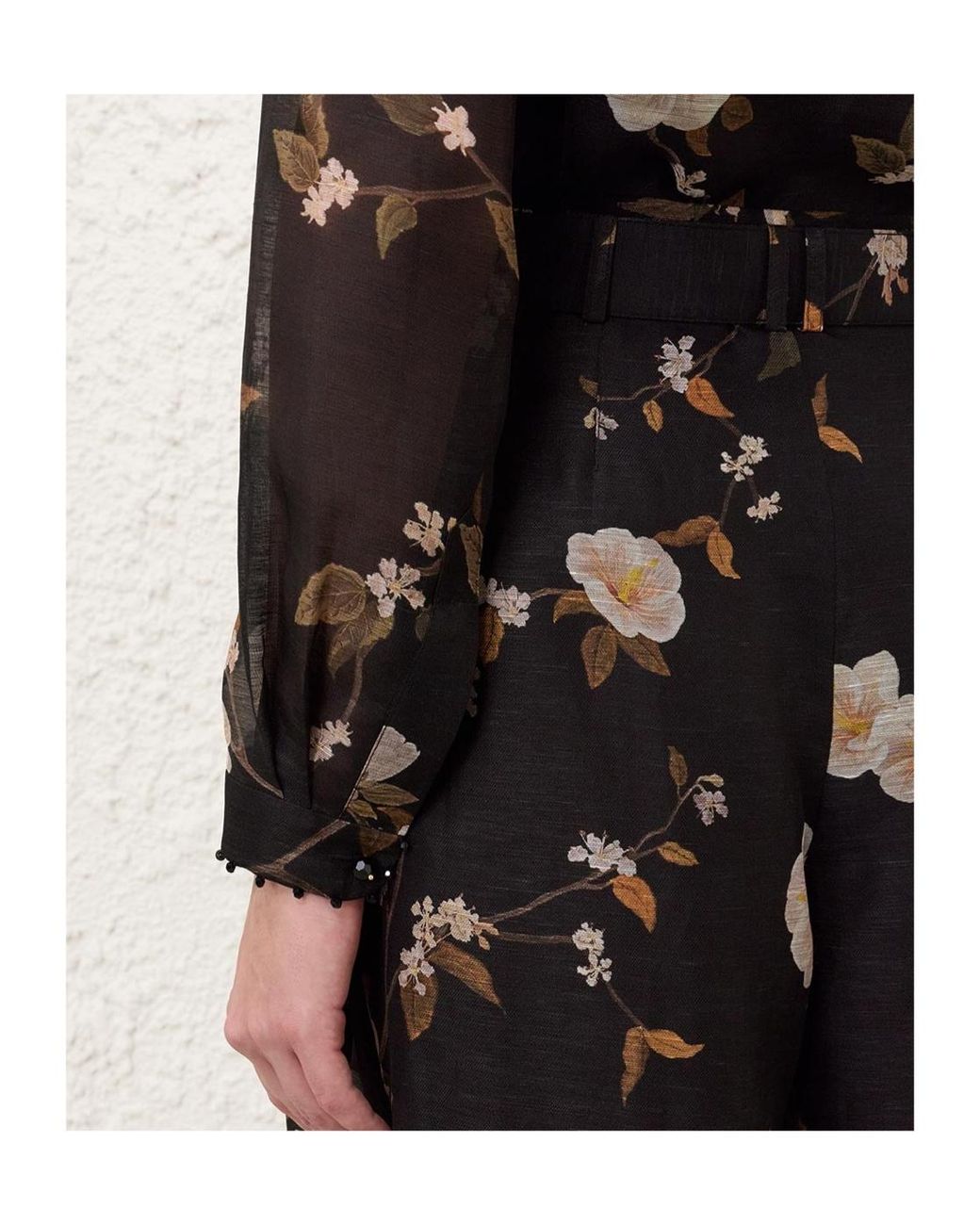 Zimmermann Black Floral Wide-Leg Pants