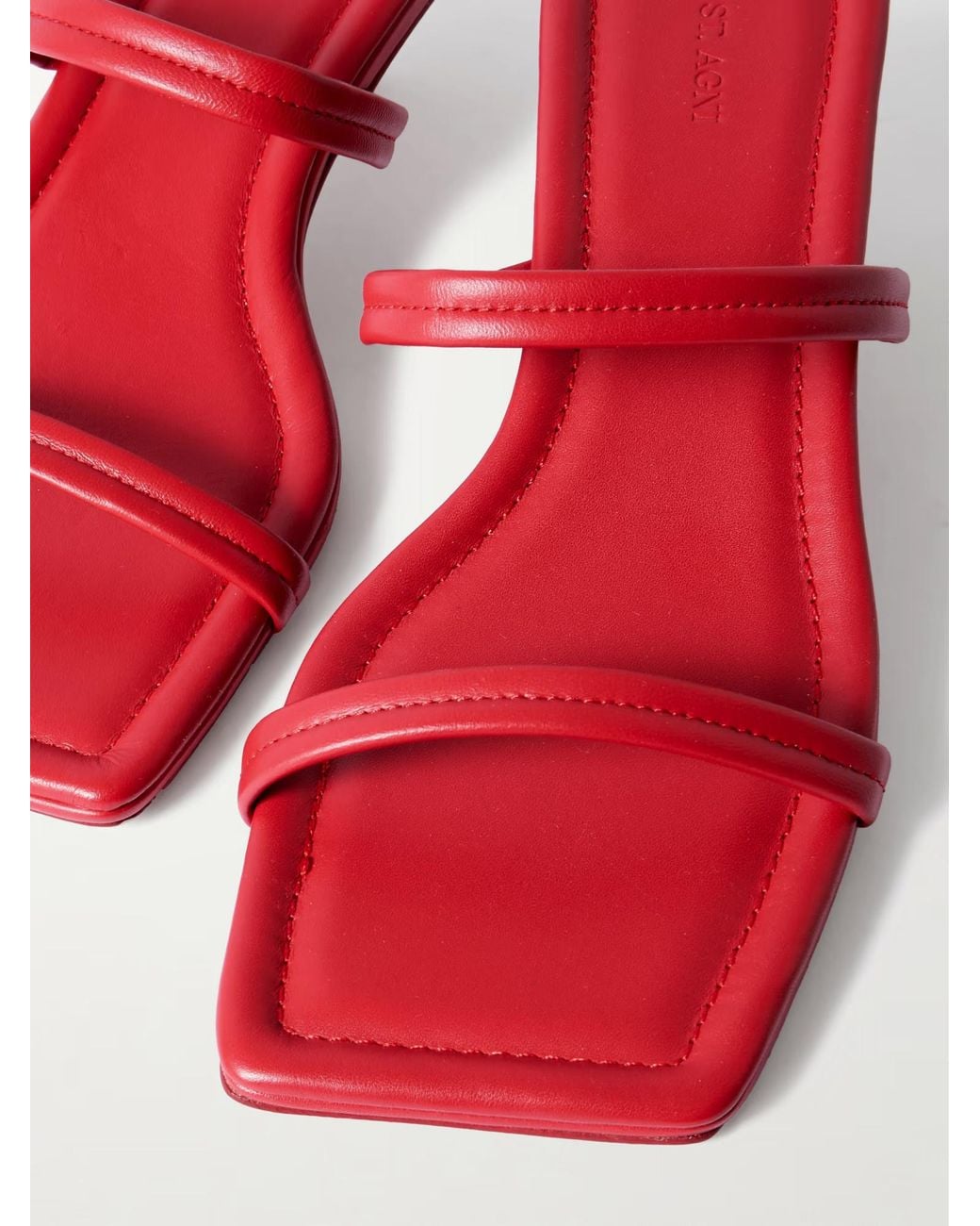 St. Agni Red Leather High-Heeled Sandals