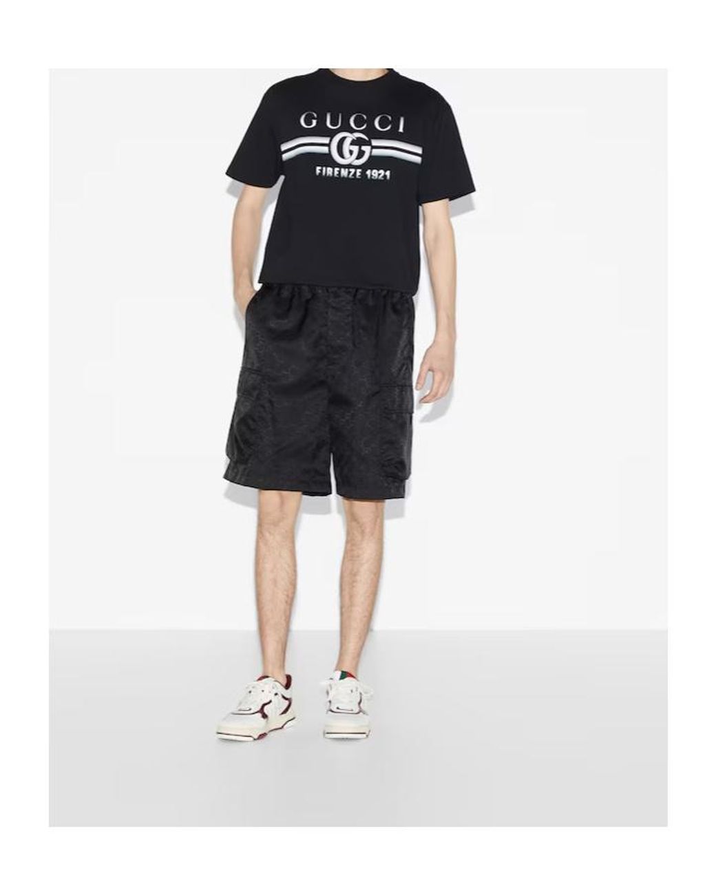 Gucci Black Logo Printed Jersey T-Shirt for men