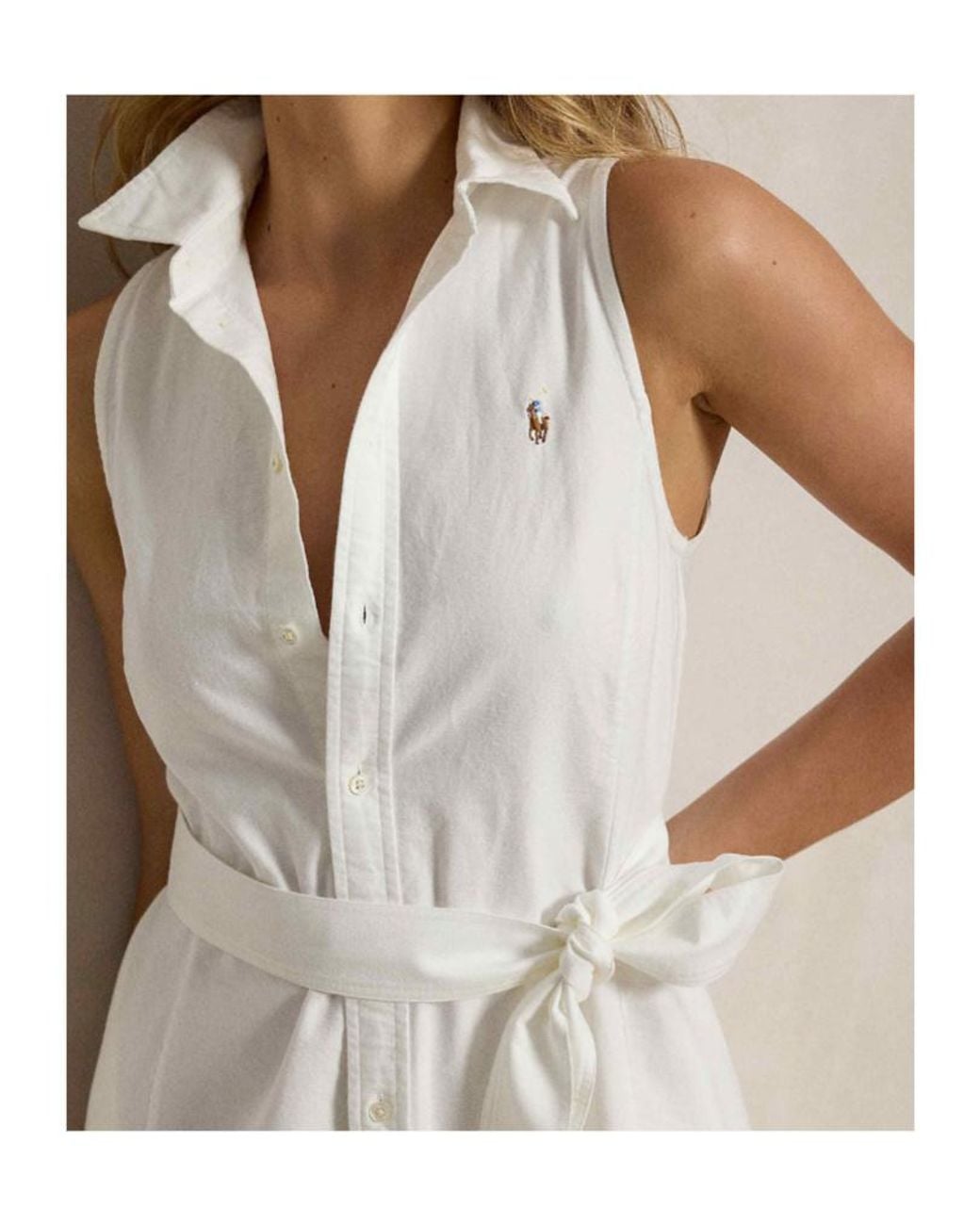 Polo Ralph Lauren White Sleeveless Belted Mini Dress