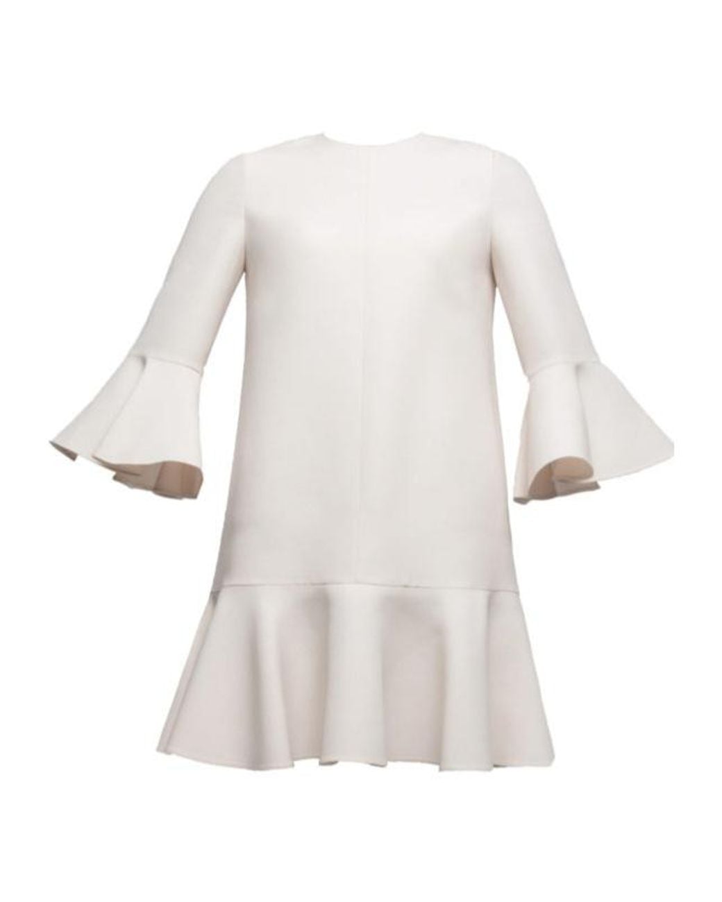 Valentino White Silk Short Dress With Frills