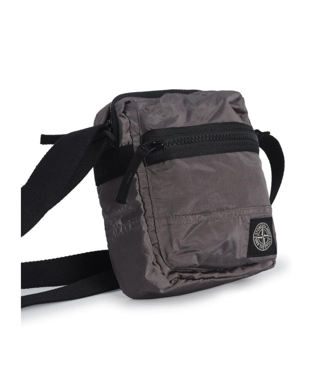 Stone Island Black Logo Patch Crossbody Bag for men
