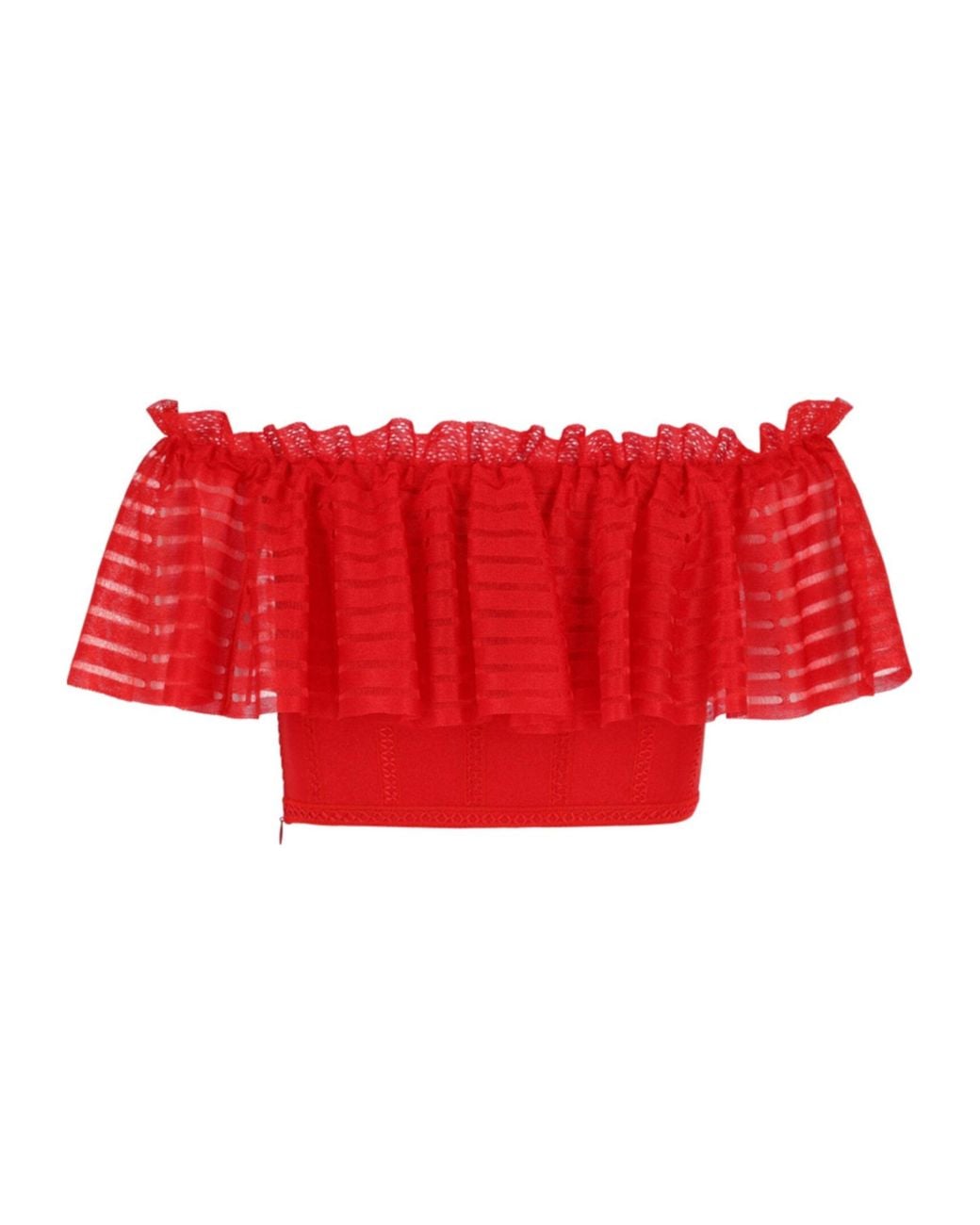 McQueen Red Cropped Off-The-Shoulder Top