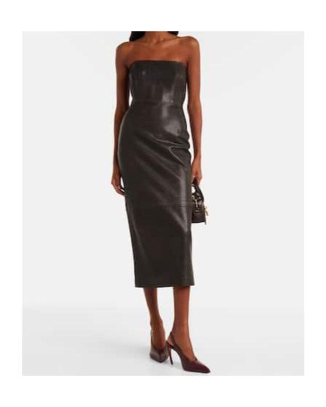 Alex Perry Black Leather Midi Dress