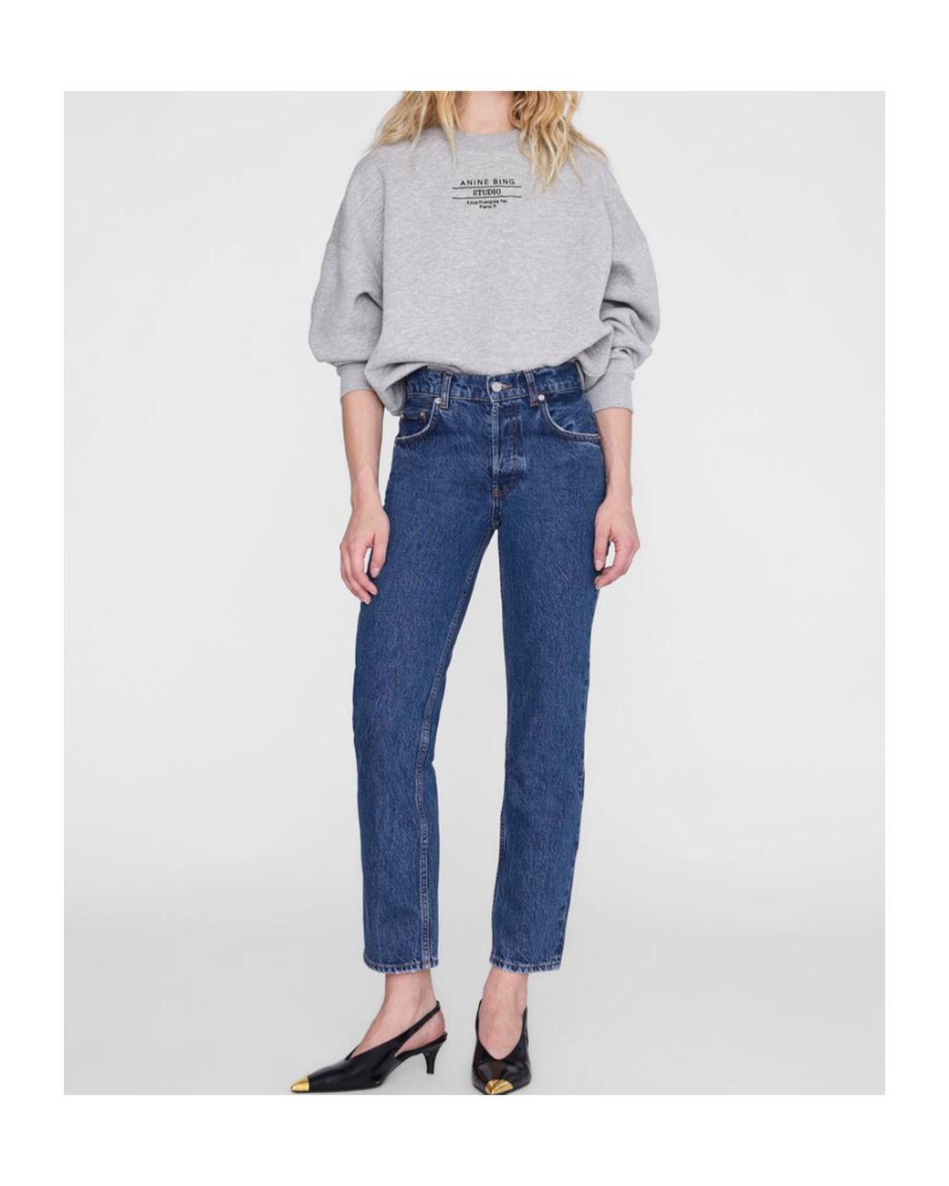 Anine Bing Gray Long-Sleeve Sweatshirt
