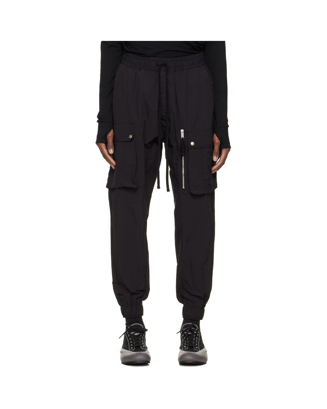Thom Krom Black Cargo Zip Track Pants for men