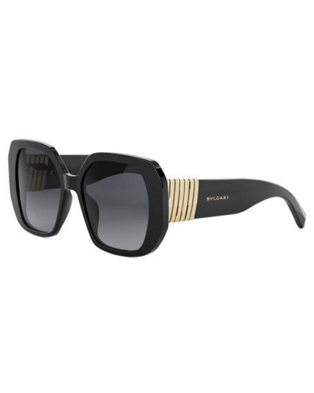 BVLGARI Black Geometric Frame Sunglasses