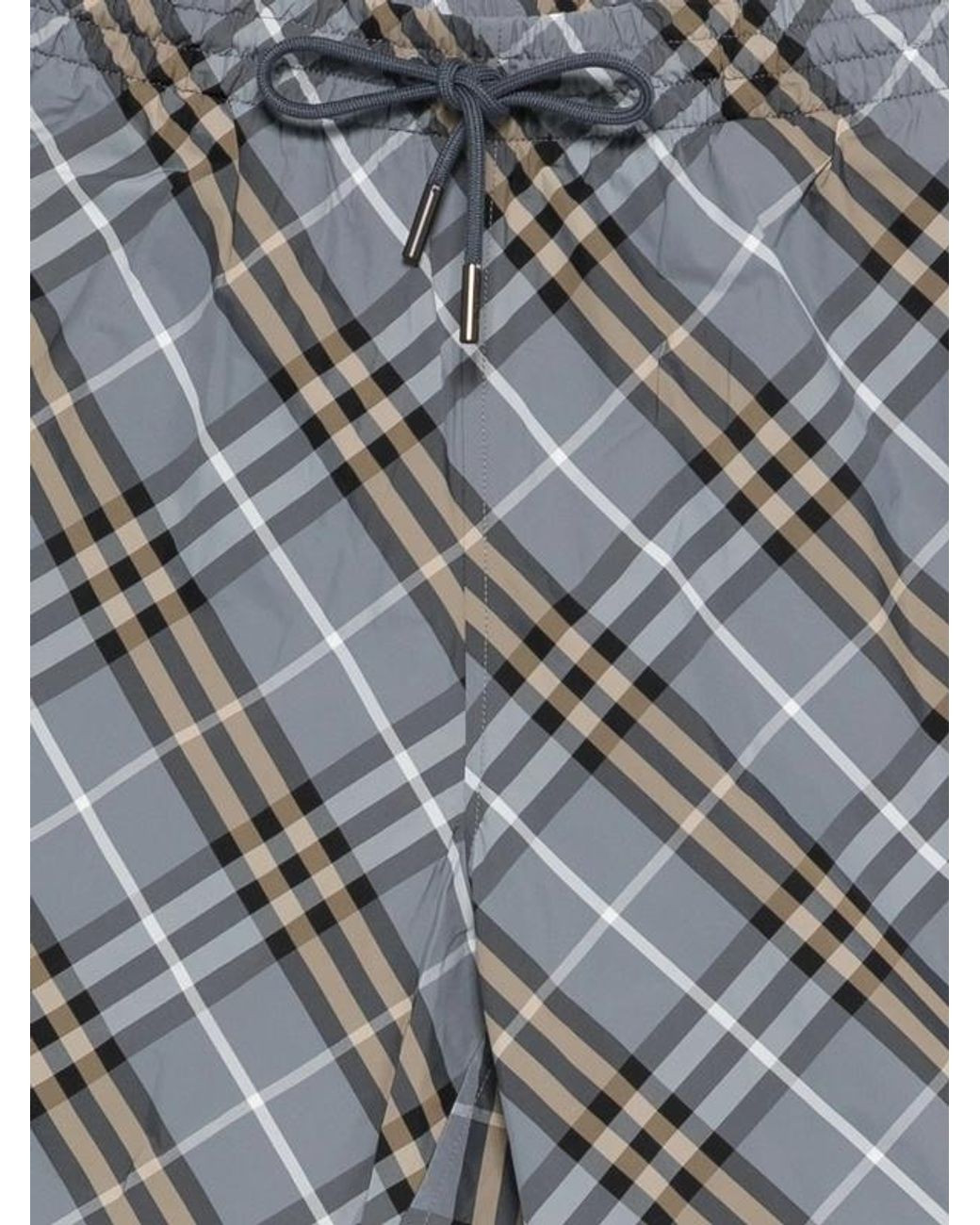 Burberry Gray Check Beach Nylon Shorts for men