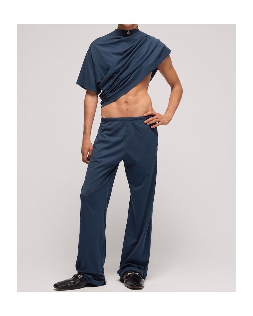 Gucci Blue Sportswear Pants With Embroidery for men