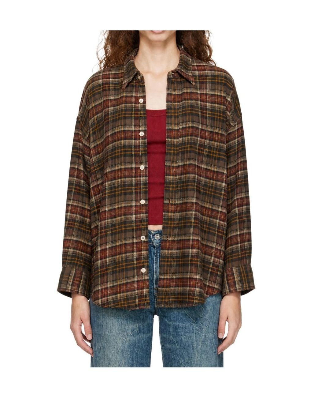 R13 Brown Dropped-Neck Shirt