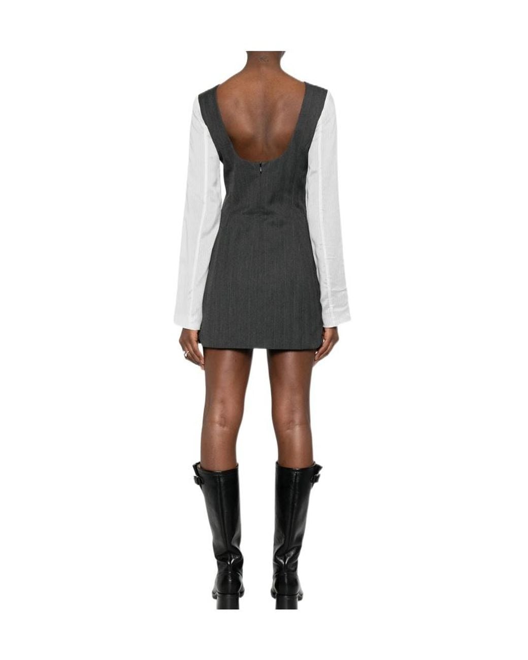 Our Legacy Gray Firm Pinstripe Panelled Mini Dress