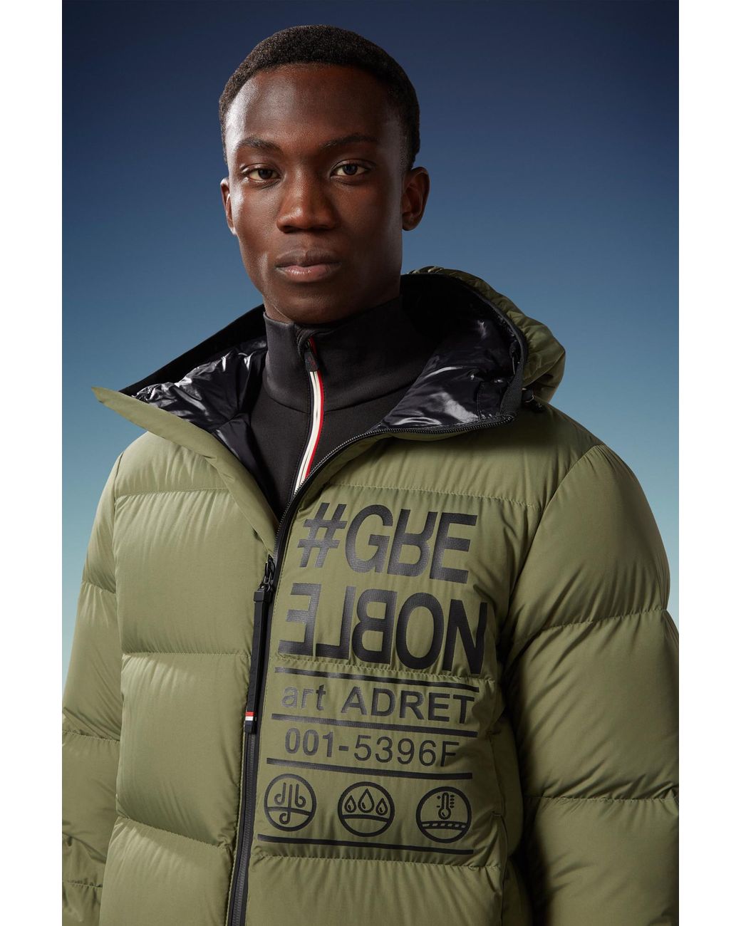 Moncler Green Grenoble Adret Logo Printed Padded Jacket for men