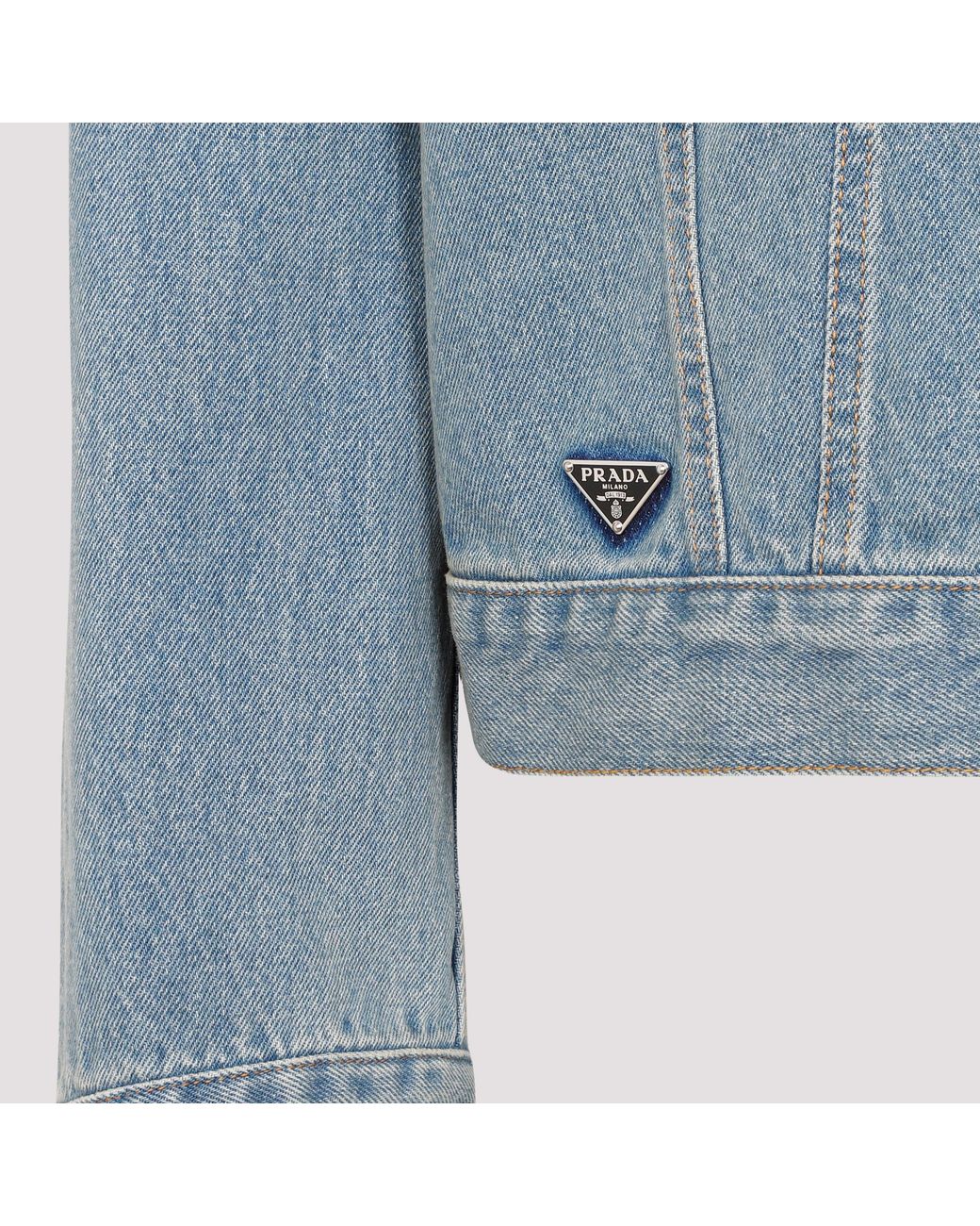 Prada Blue Long-Sleeved Denim Jacket for men