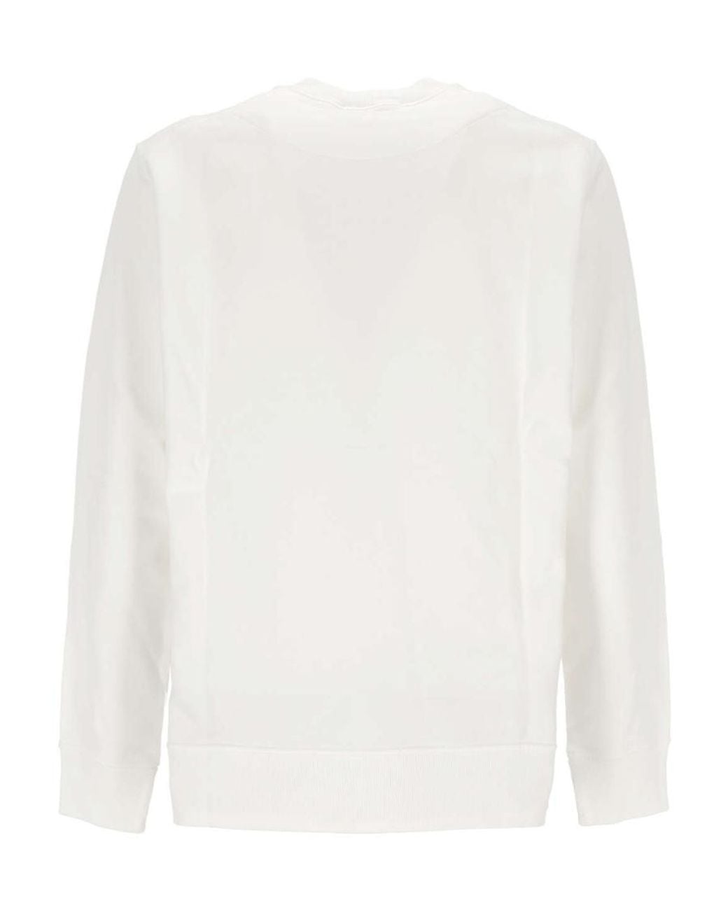 Stone Island White Logo Embroidered Crewneck Sweatshirt for men