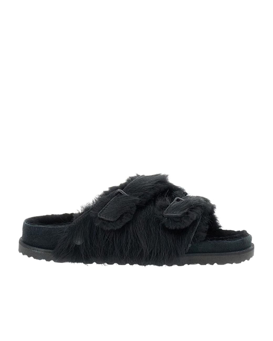 Birkenstock Black Zurich Shearling Sandals