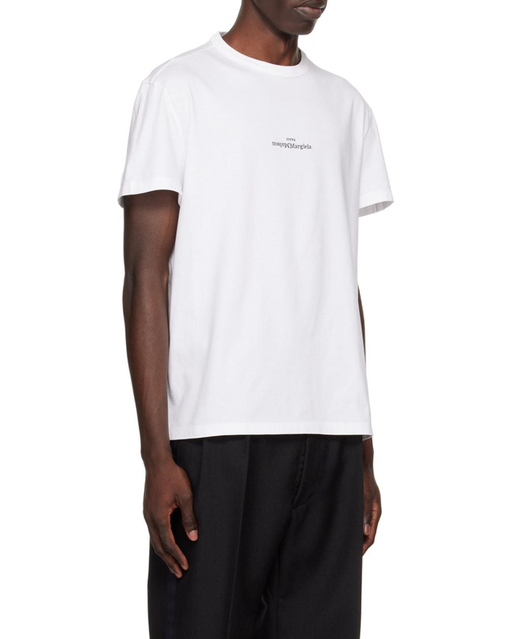 Maison Margiela White Logo Embroidered Crewneck T-Shirt for men