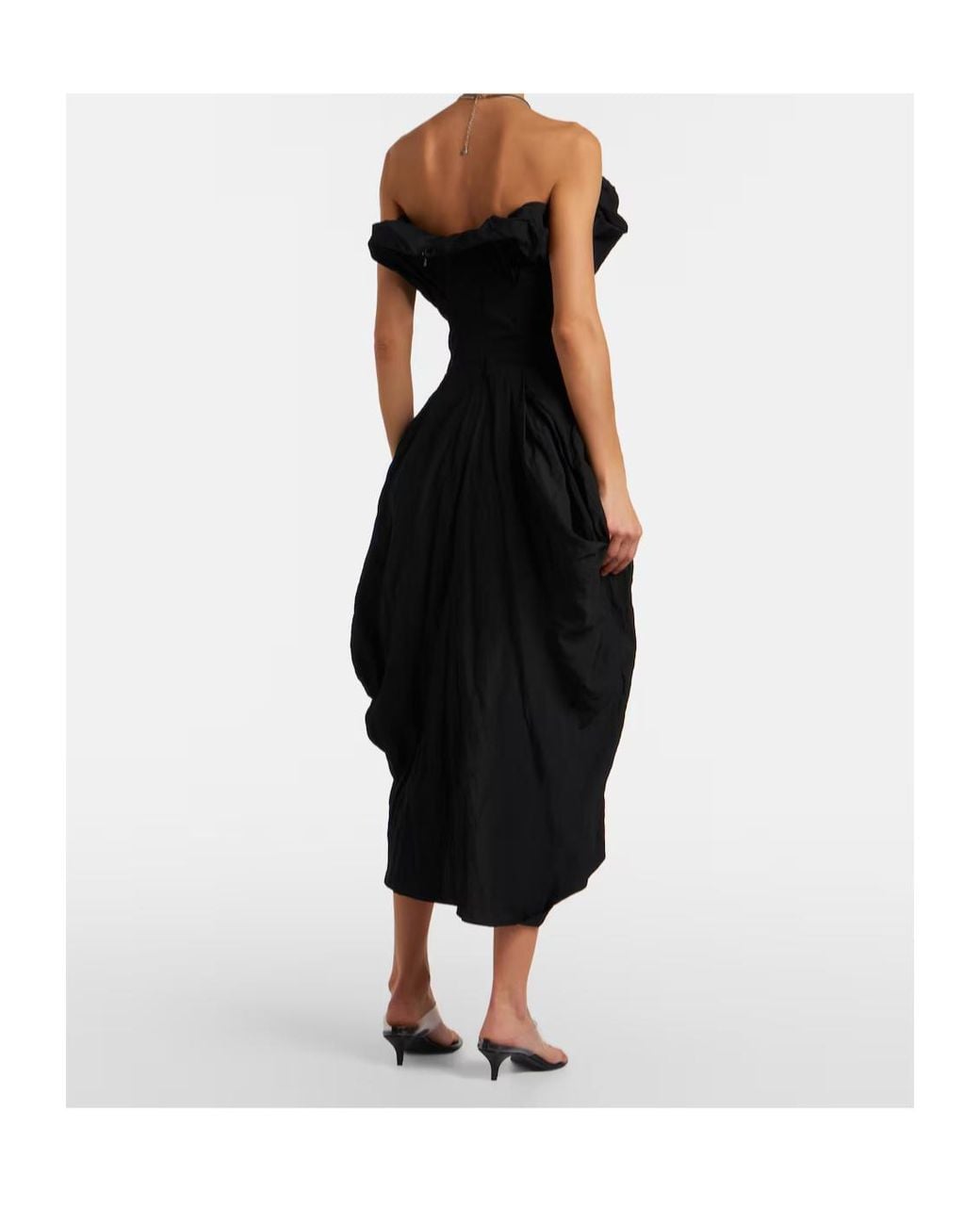 Magda Butrym Black Draped Cotton-Blend Cocktail Dress