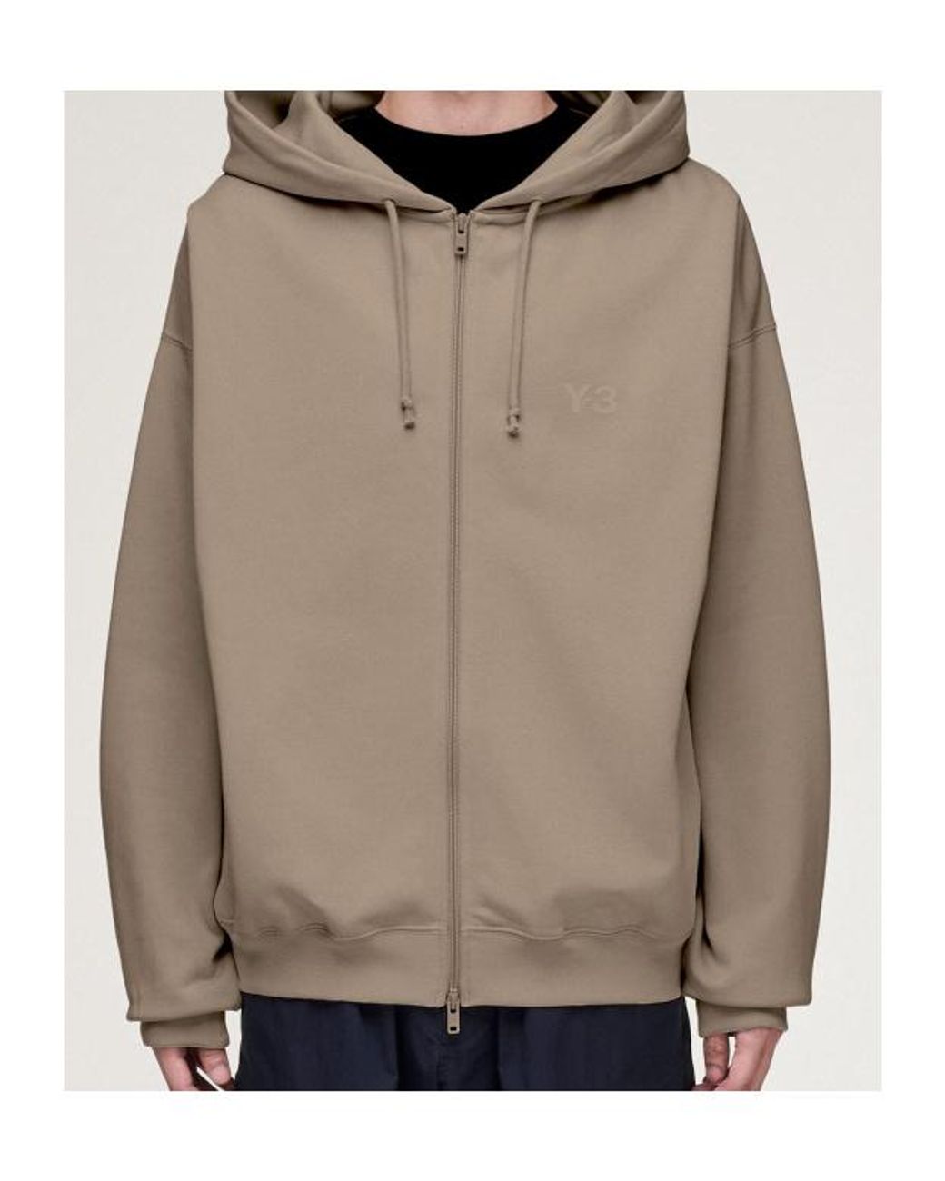 Y-3 Natural Zip-Up Drawstring Hoodie for men