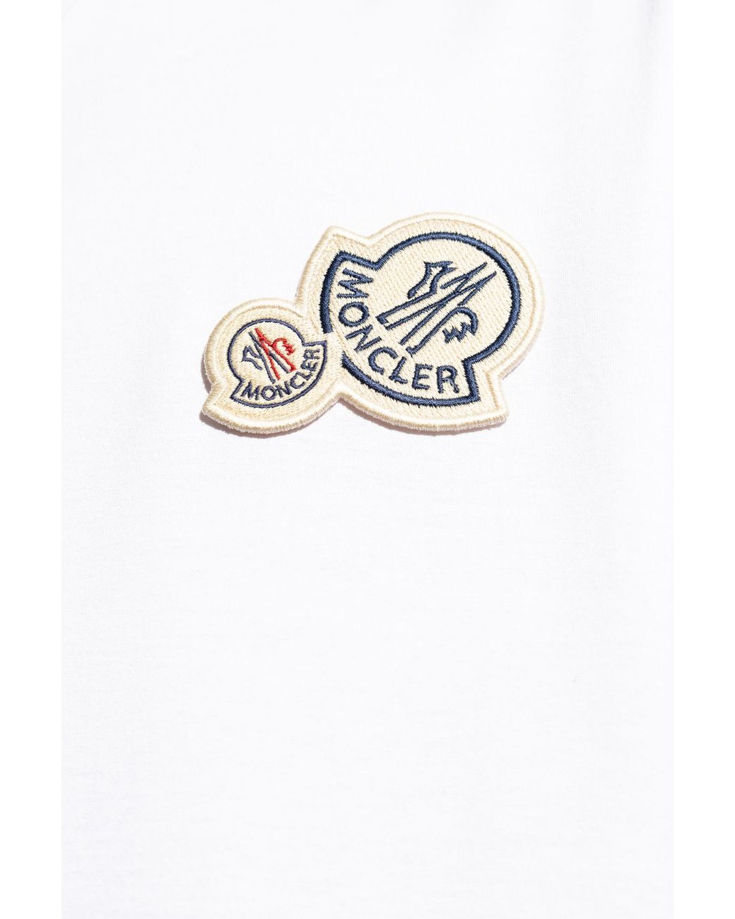 Moncler White Logo Patch Crewneck T-Shirt for men